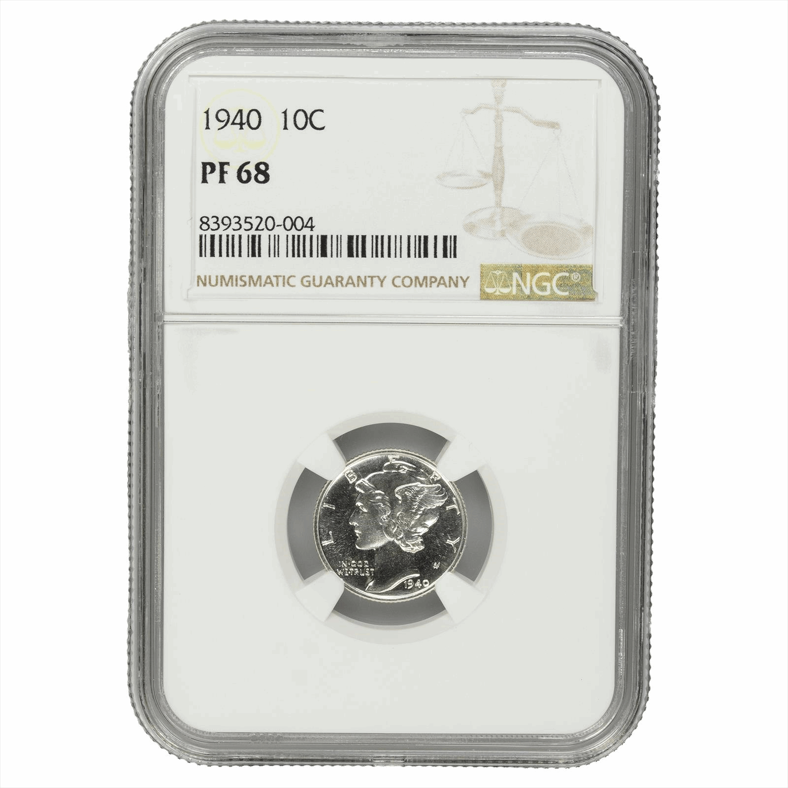 1940 Mercury Dime 10C NGC PF 68