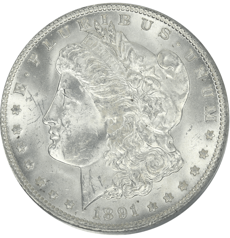 1891-O Morgan Silver Dollar PCGS MS63 Frosty White Choice BU