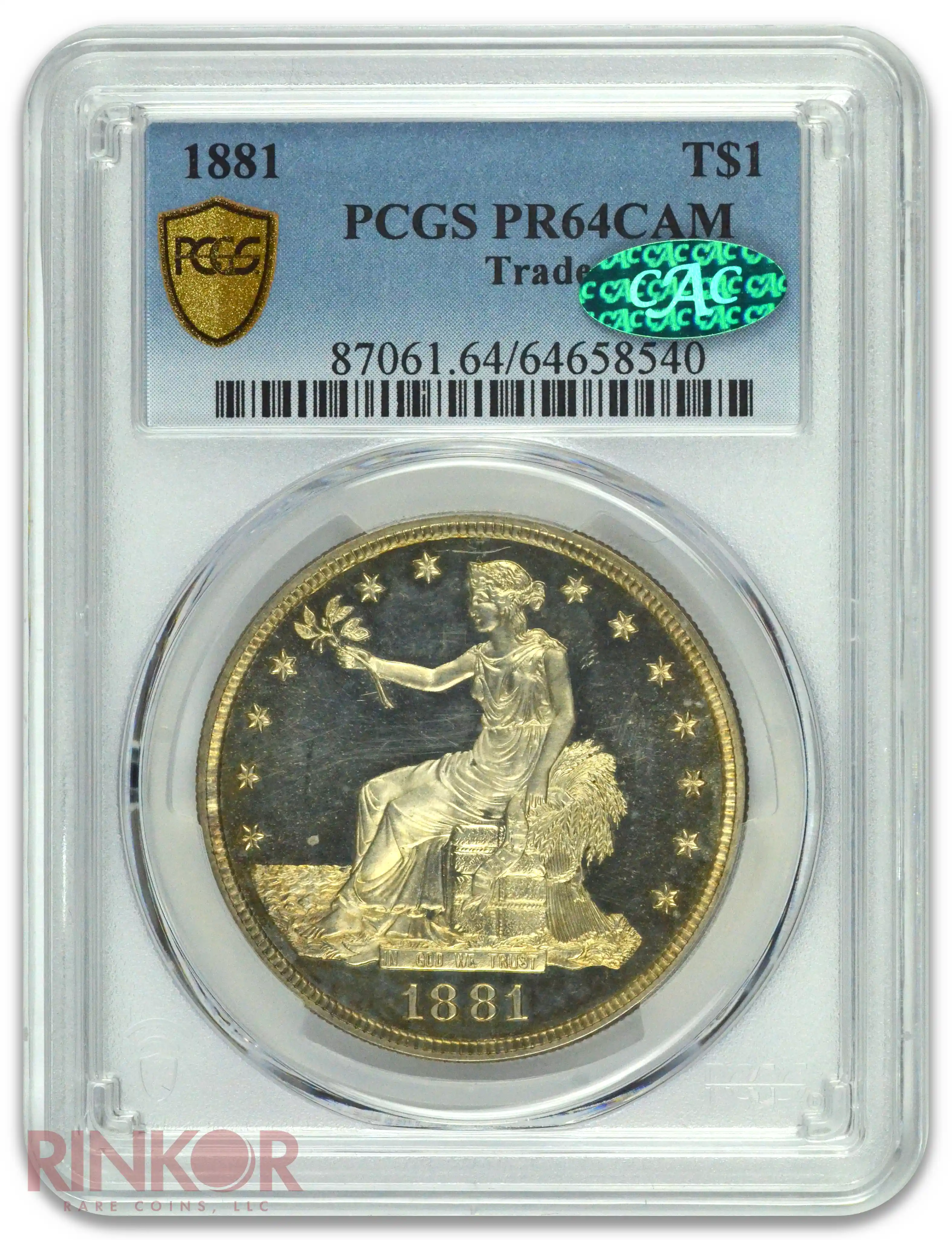1881 $1 Trade Dollar PCGS PR 64 CAM CAC