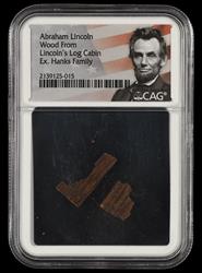 Abraham Lincoln Wood from Lincolns Log Cabin Ex Hanks Family CAG Certified 