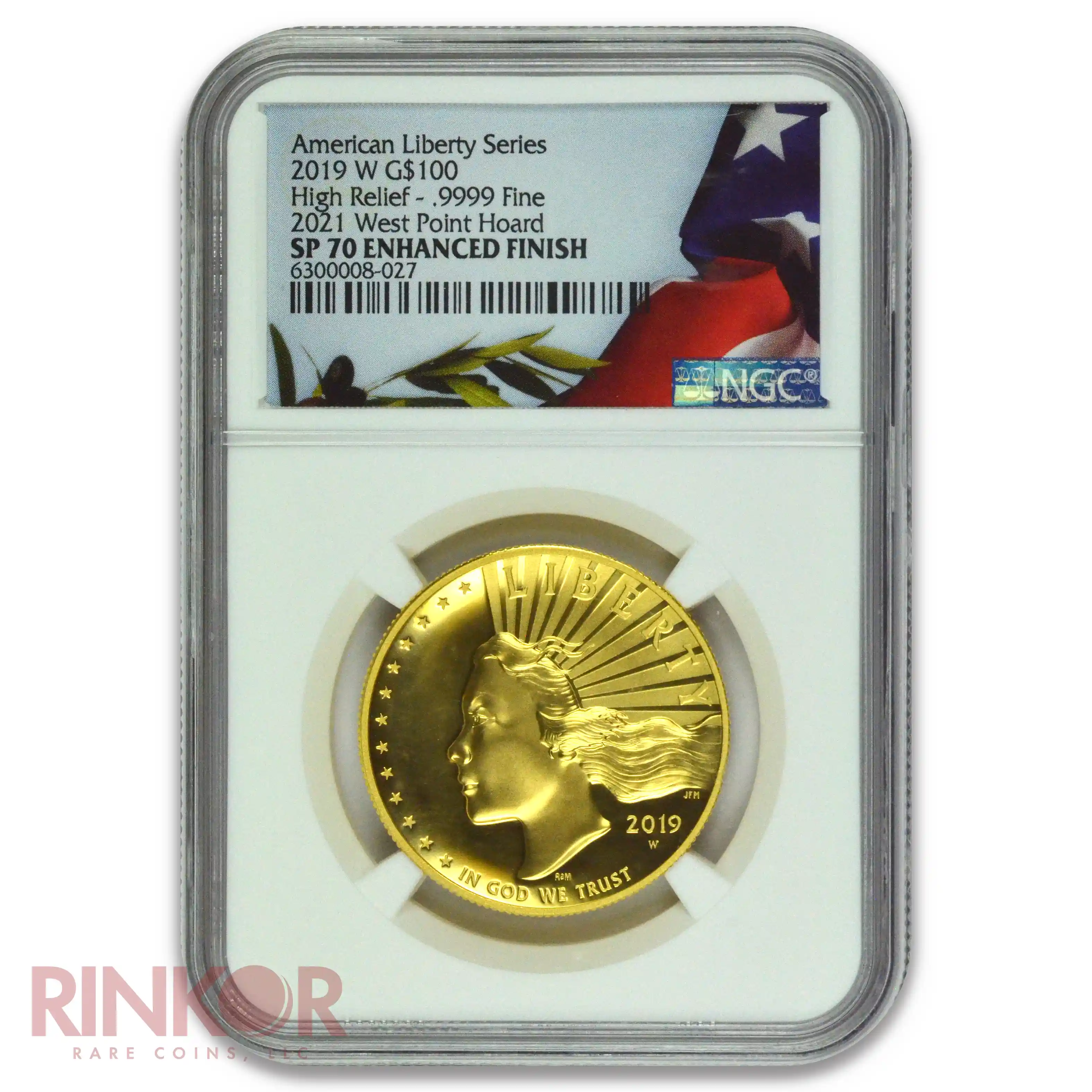 2019-W Enhanced Finish 1oz American Liberty Gold High Relief NGC SP 70