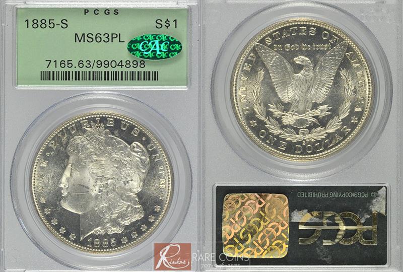 1885-S $1 PCGS MS 63 PL CAC