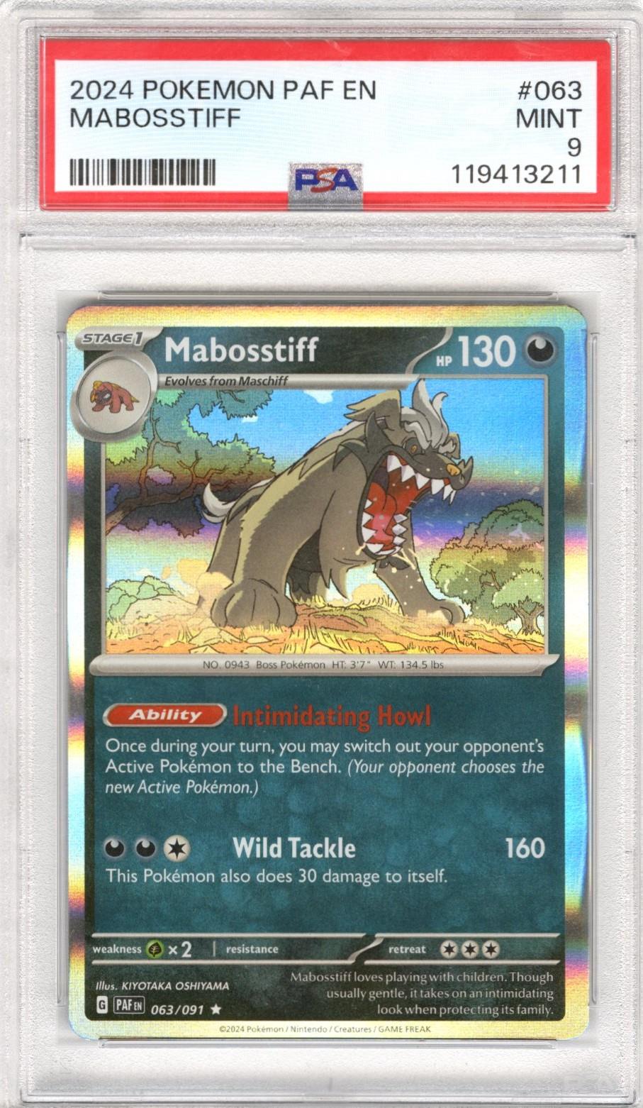 2024 Pokemon Paf En Mabosstiff #063 PSA Mint 9 