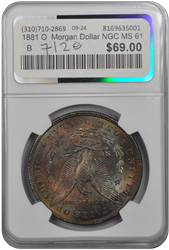 1881 O  Morgan Dollar NGC MS 61