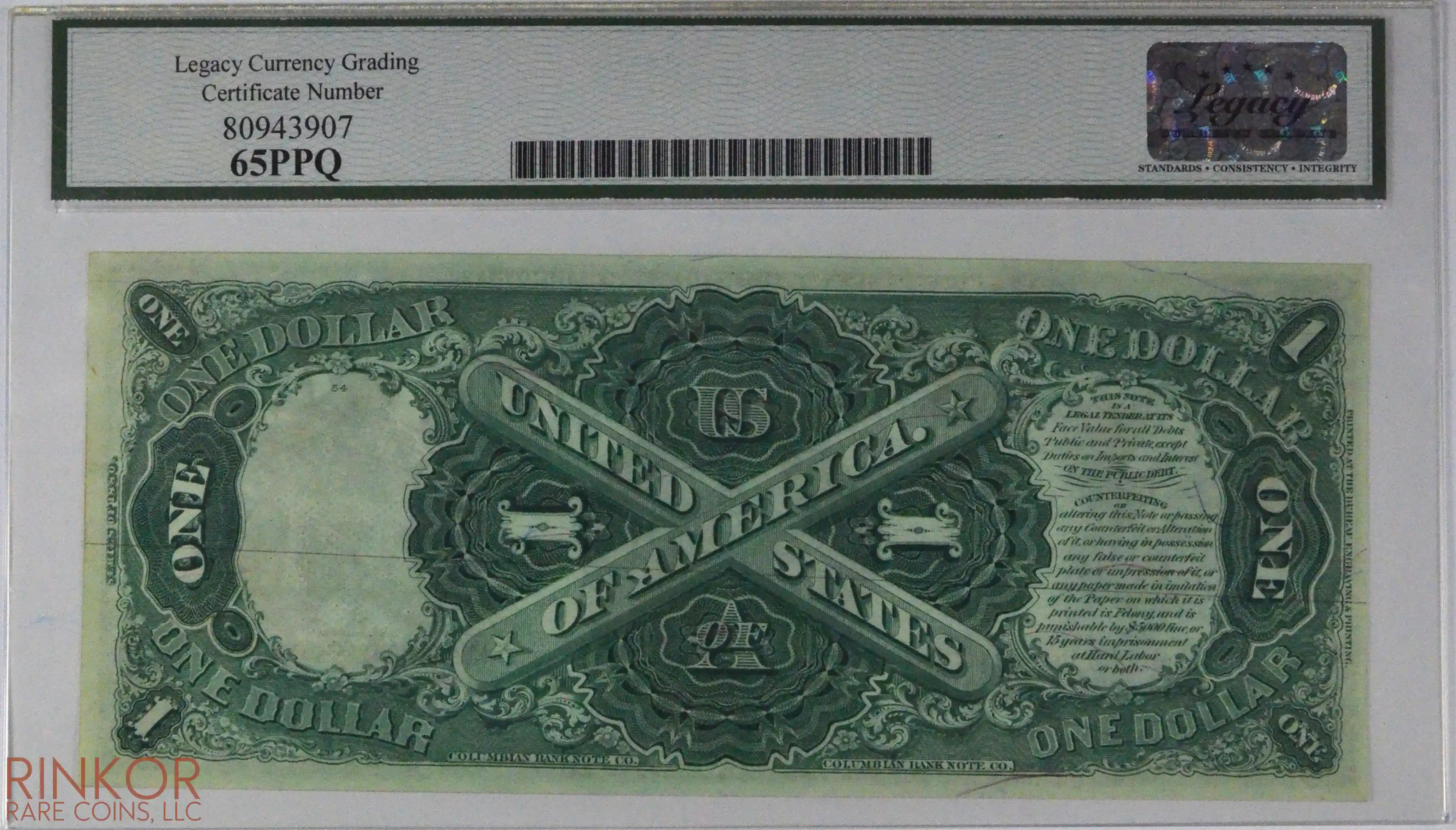 1880 $1 Fr. 29 Legal Tender LCG CU 65 PPQ