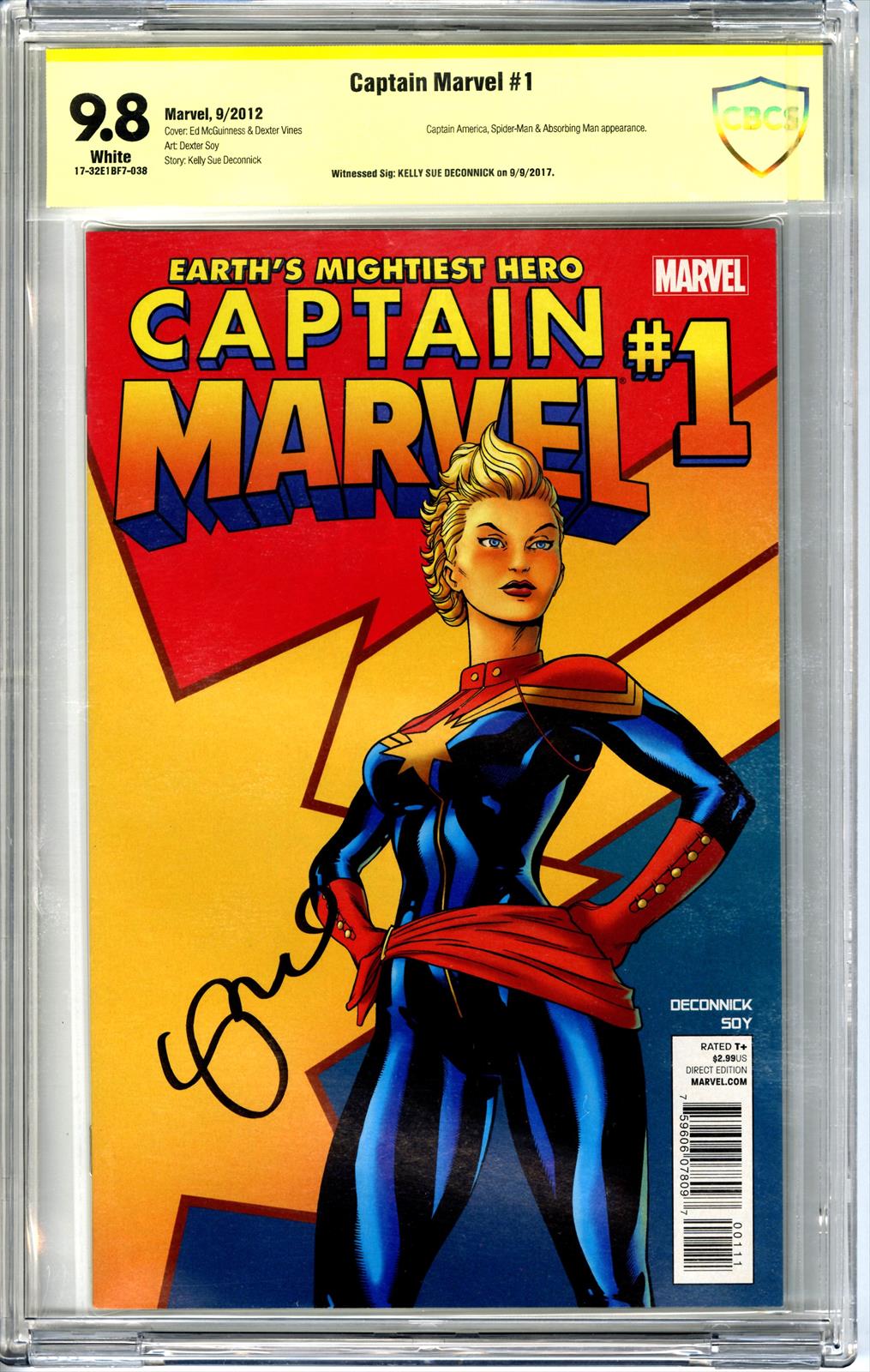 Captain Marvel v2012 #1 CBCS 9.8 Signed by Kelly Sue Deconnick 