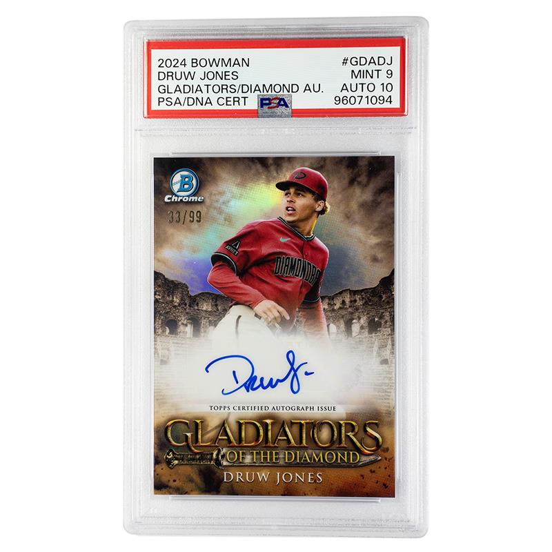 2024 Bowman Druw Jones Gladiators/Diamond Auto #GDADJ PSA/DNA Mint 9 Auto 10 Cert #96071094