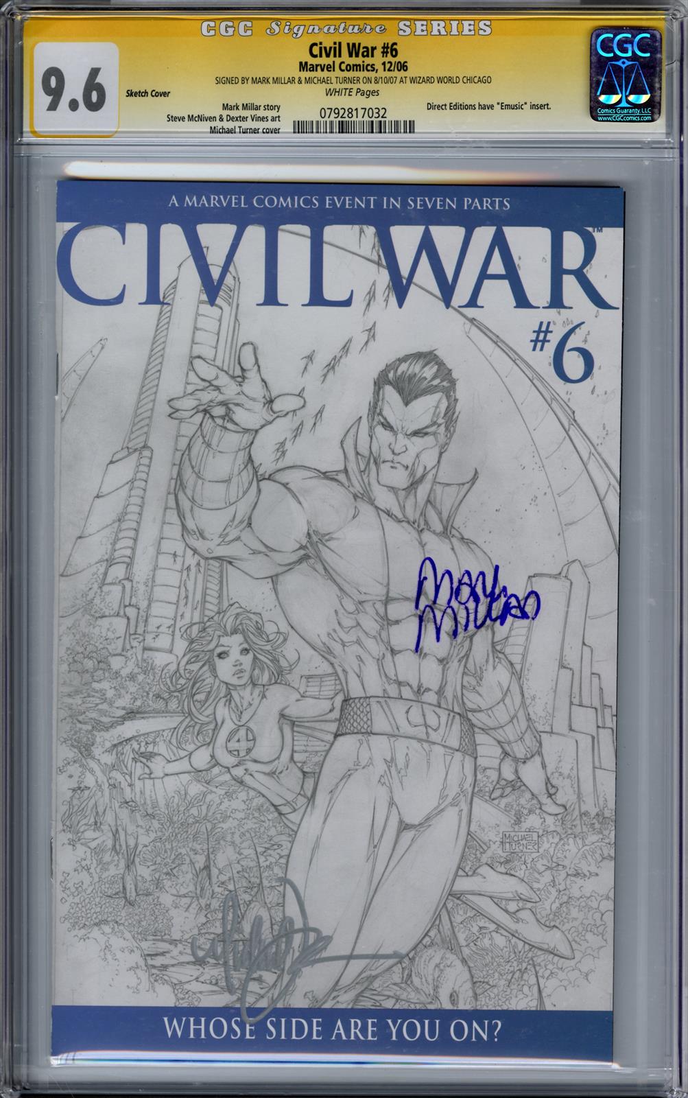 Civil War #6 CGC Signature Series 9.6 (Marvel, 2006) Signed by Mark Millar & Michael Turner 