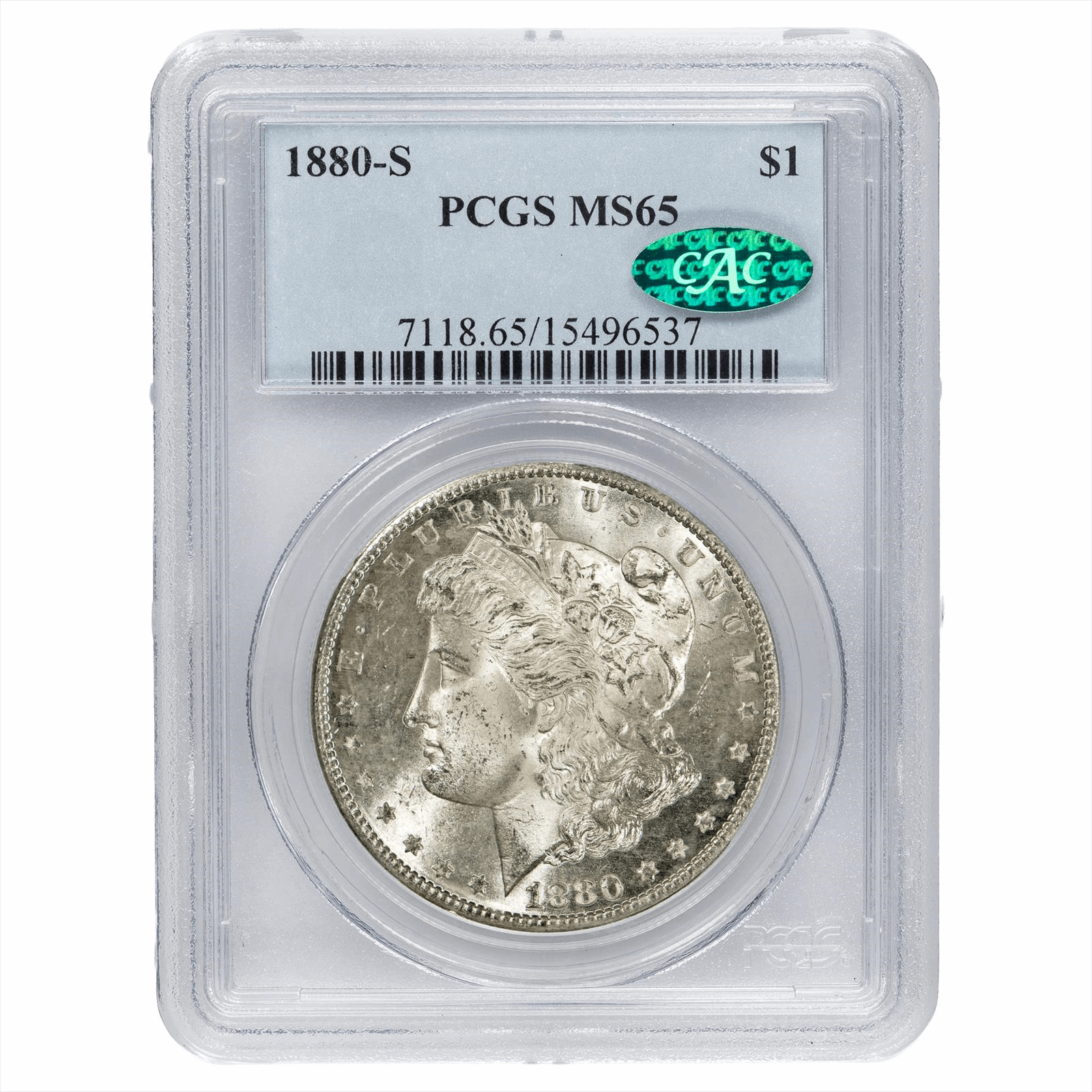 1880-S Morgan Silver Dollar $1 PCGS MS 65 CAC