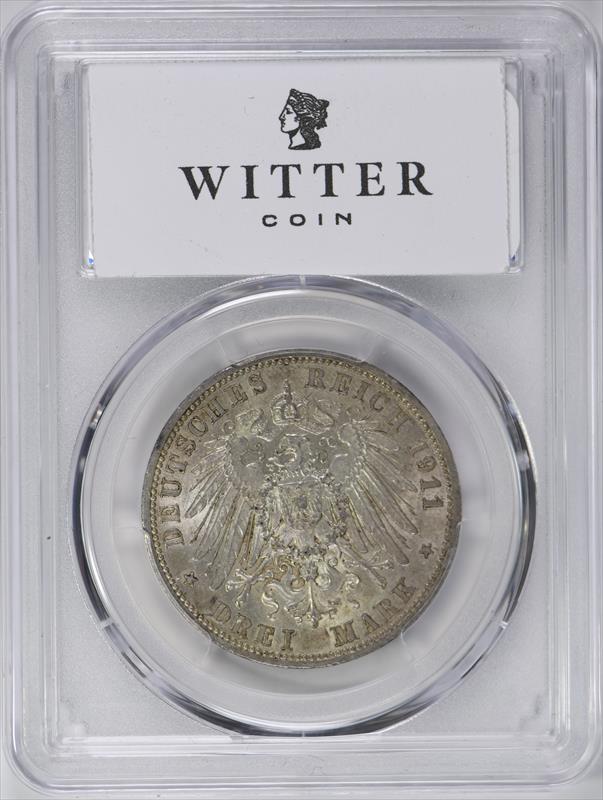1911-A 3 Mk Prussia J-103 PCGS AU58 