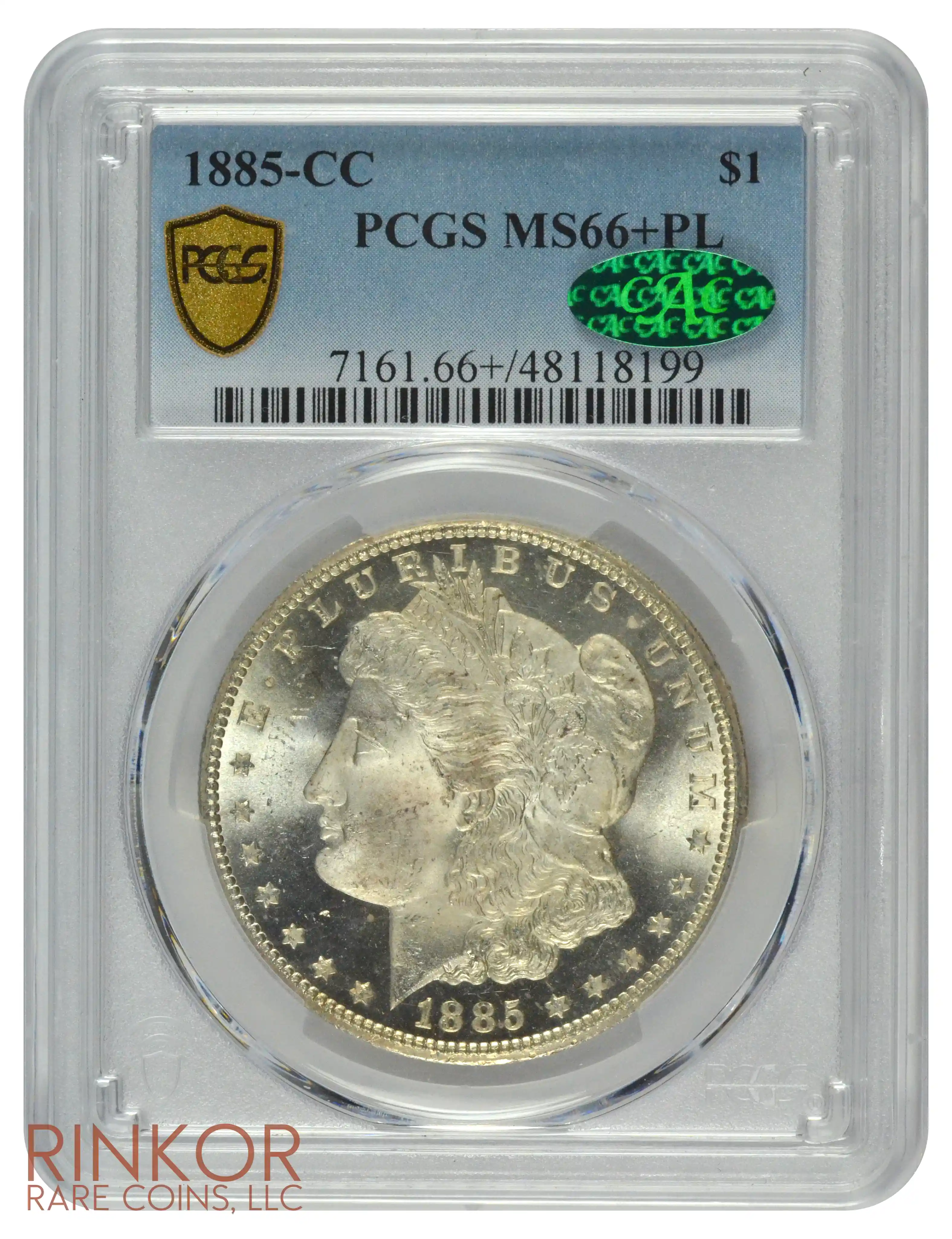 1885-CC $1 PCGS MS 66+ PL CAC