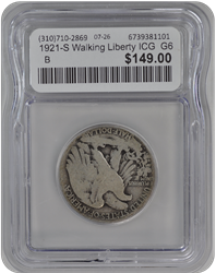 1921-S Walking Liberty ICG  G6