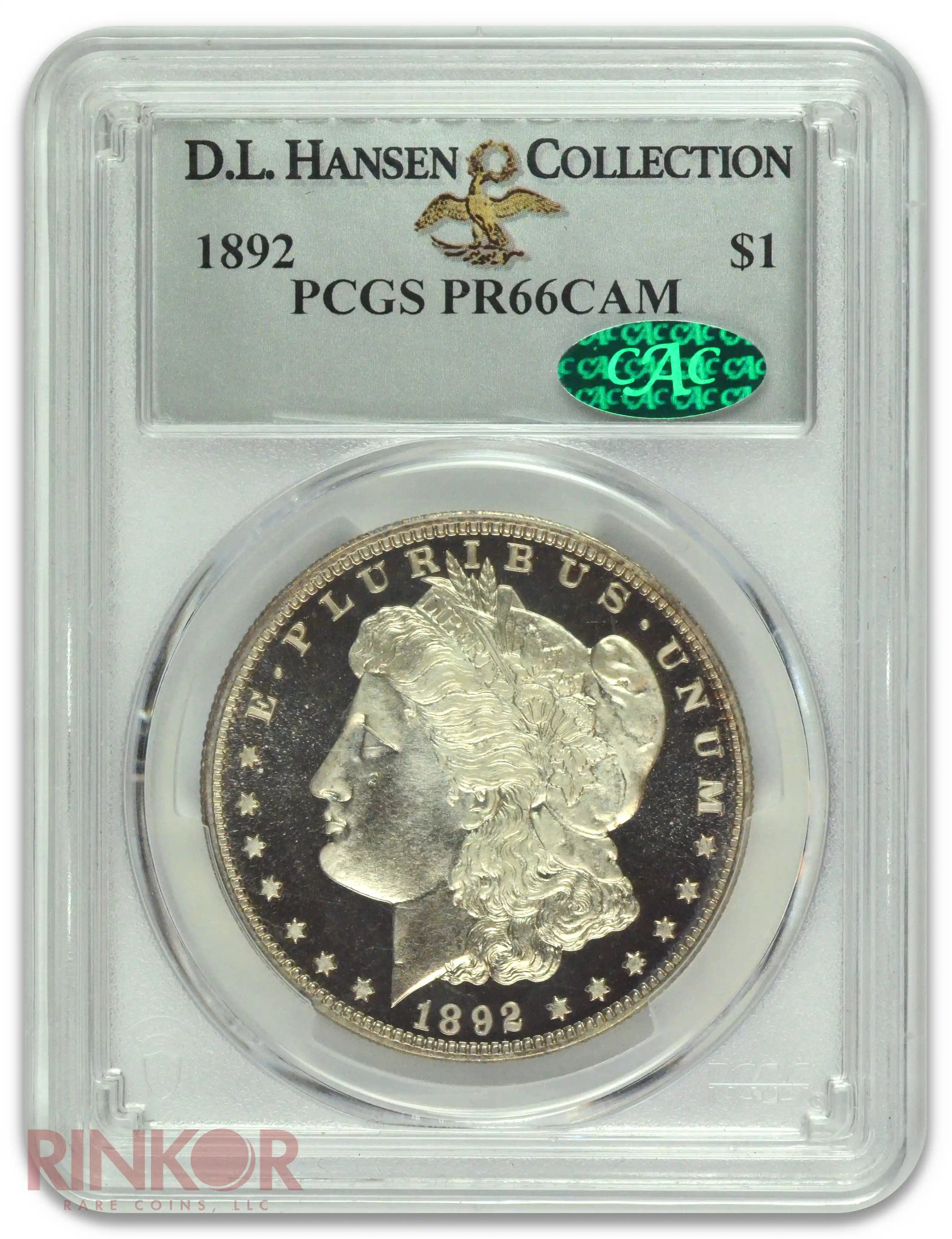 1892 $1 Morgan Dollar PCGS PR 66 CAM CAC