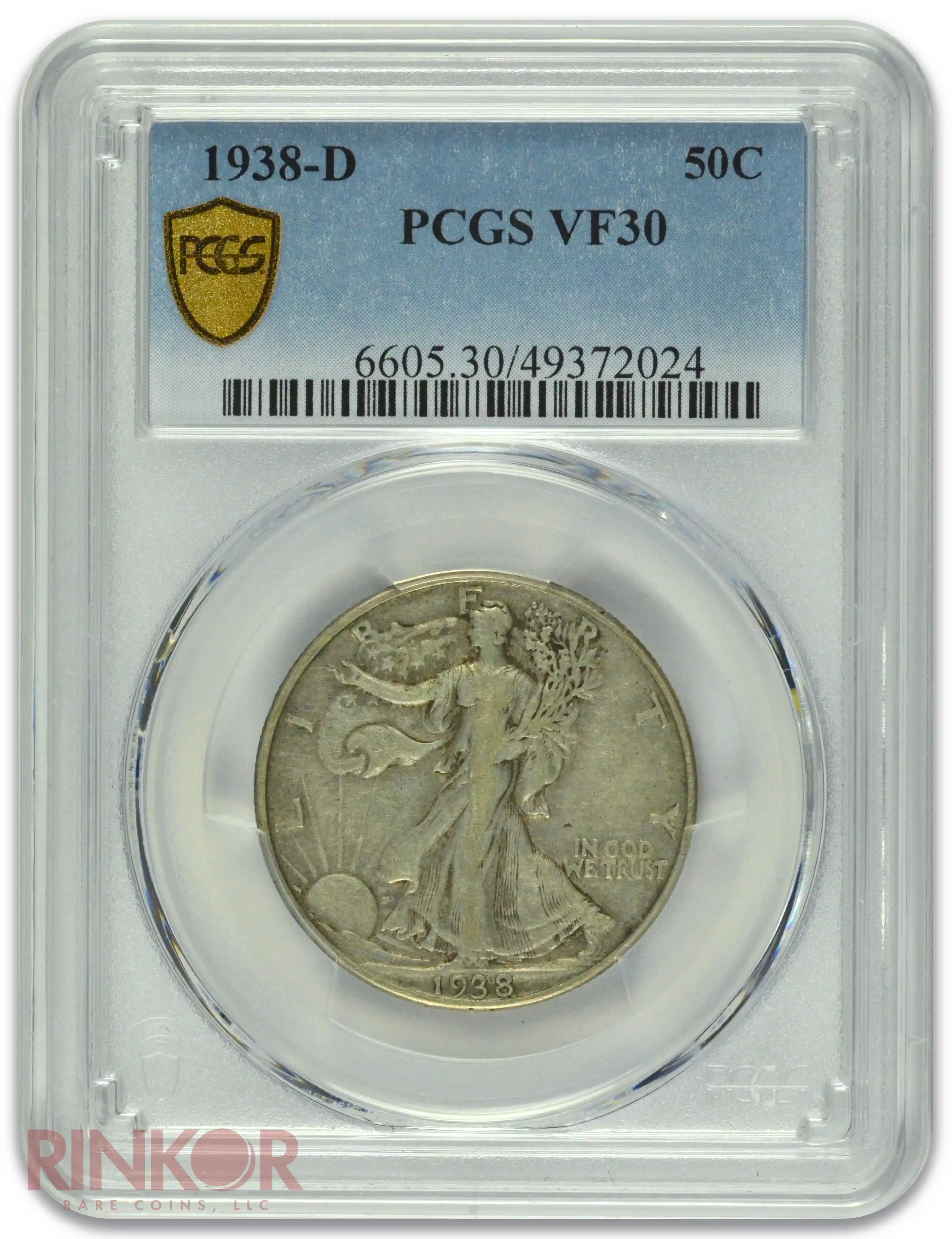 1938-D Walking Liberty Half Dollar PCGS VF-30