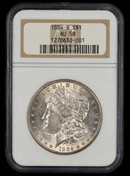 1884 S $1 NGC AU58