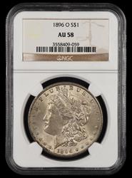 1896 O $1 NGC AU-58