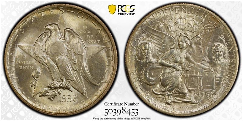 1936 50C Texas PCGS MS 67 CAC