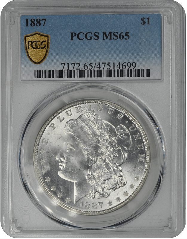 1887 $1 Morgan Dollar PCGS  #3682-3 MS65