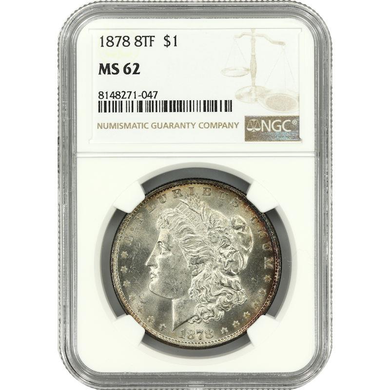 1878 8TF Morgan Dollar $1 NGC MS62