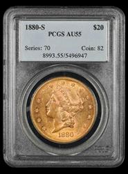 1880-S $20 Gold PCGS AU-55