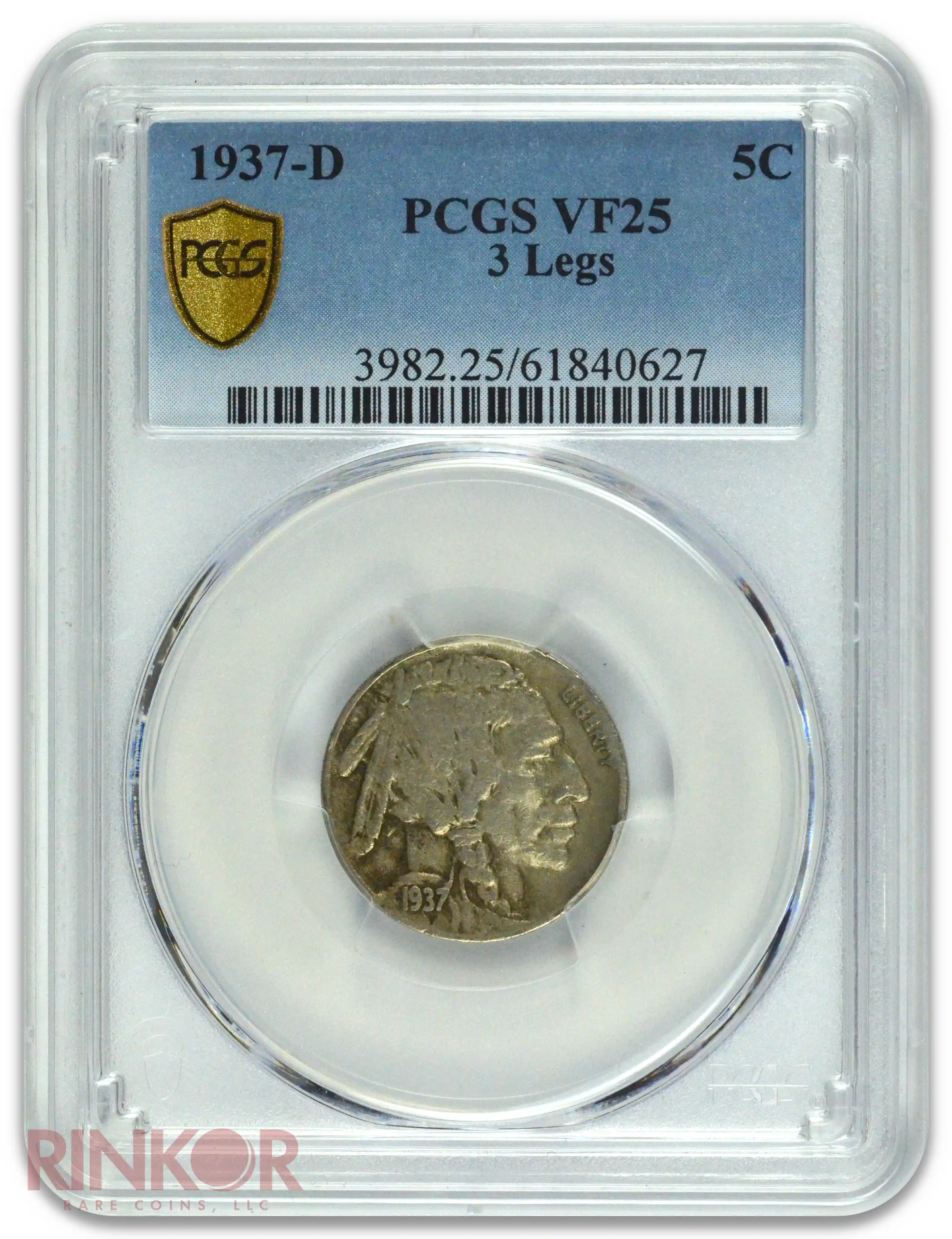 1937-D 3 Legs Buffalo Nickel PCGS VF-25