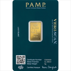 5 GRAM GOLD BAR PAMP FORTUNA 45TH ANNIVERSARY 