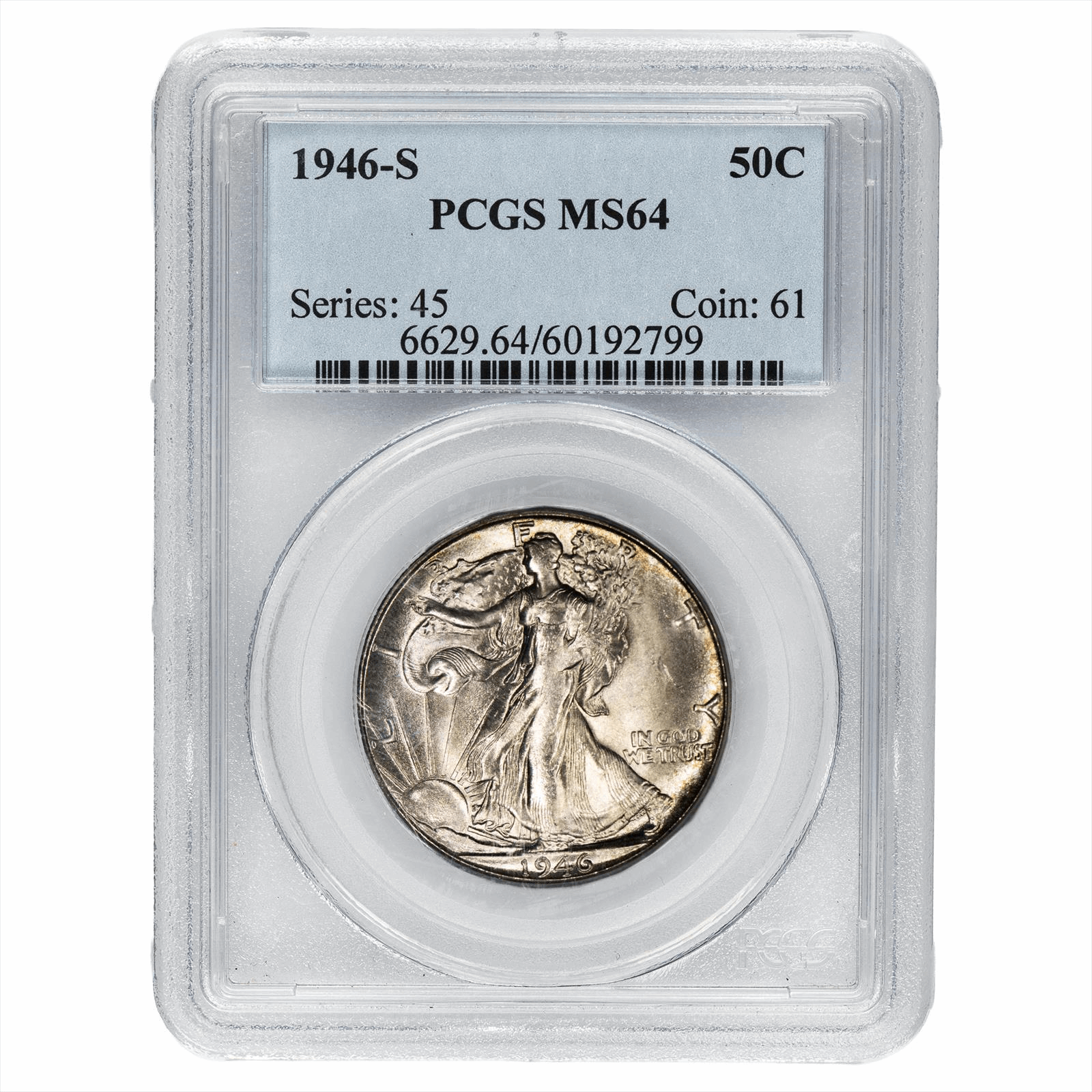 1946-S Walking Liberty Half Dollar 50C PCGS MS 64 