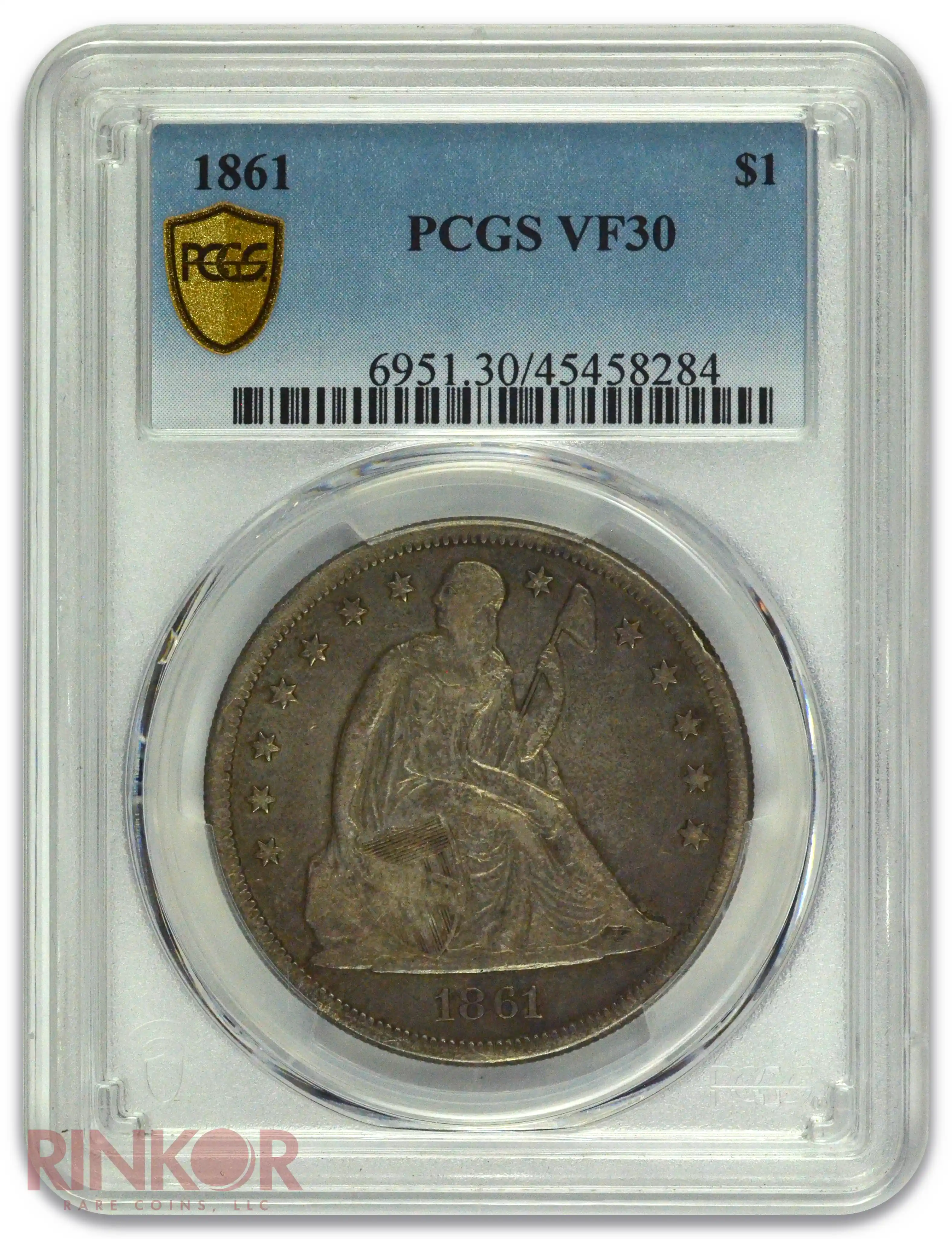 1861 $1 Seated Dollar PCGS