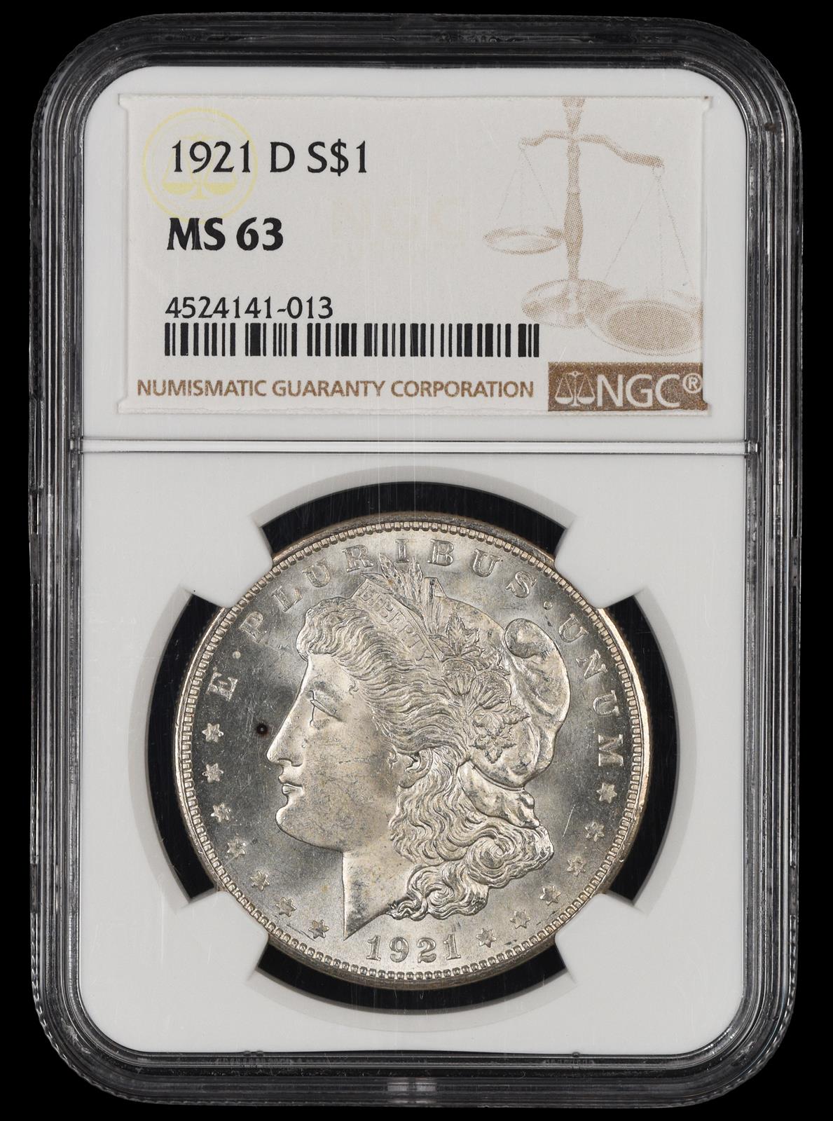 1921 D $1 NGC MS 63