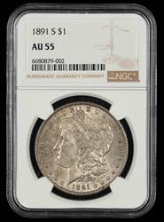 1891 S $1 NGC AU-55