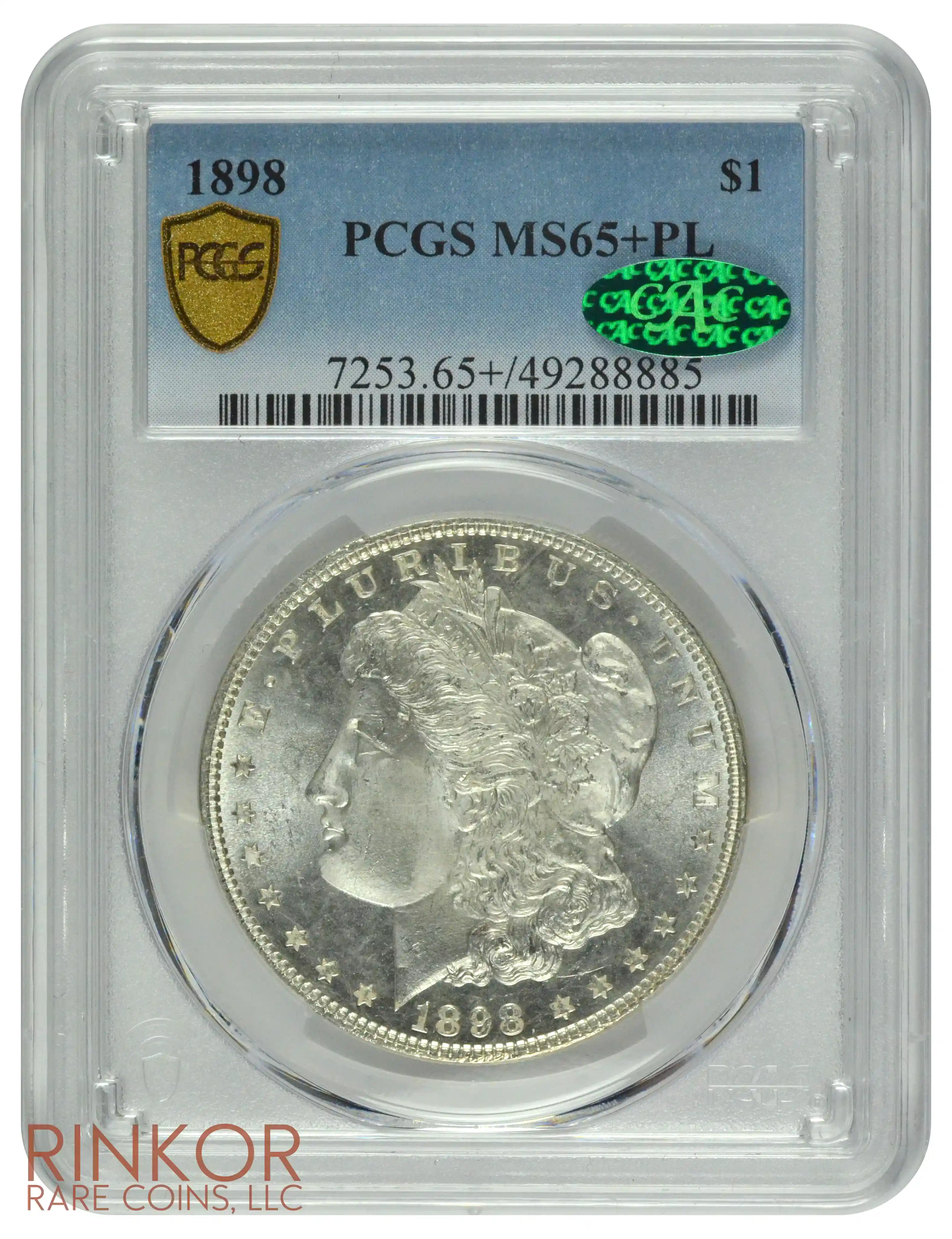 1898 $1 PCGS MS 65+ PL CAC