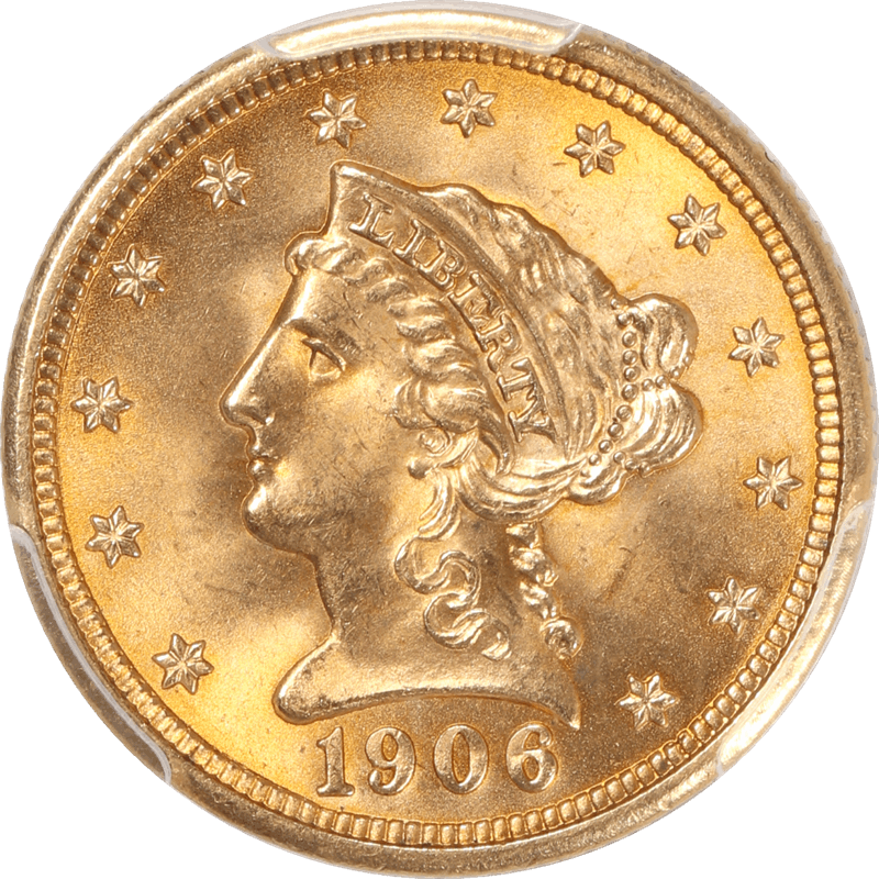1906 Liberty $2 1/2 Gold Quarter Eagle, PCGS MS 66+ Lustrous, PQ+