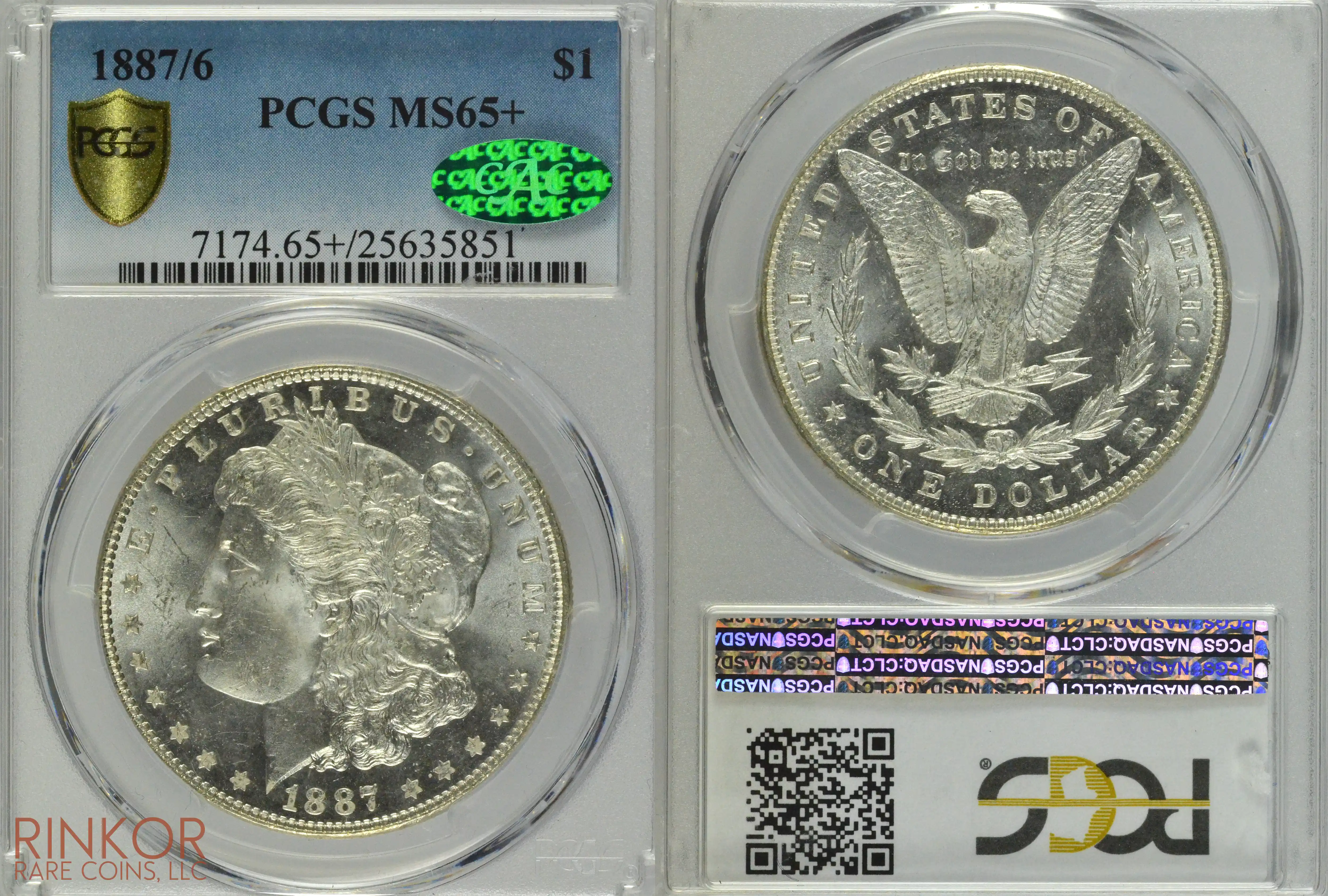 1887/6 $1 PCGS MS 65+ CAC