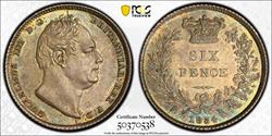 1834 Great Britain 6D PCGS MS62 