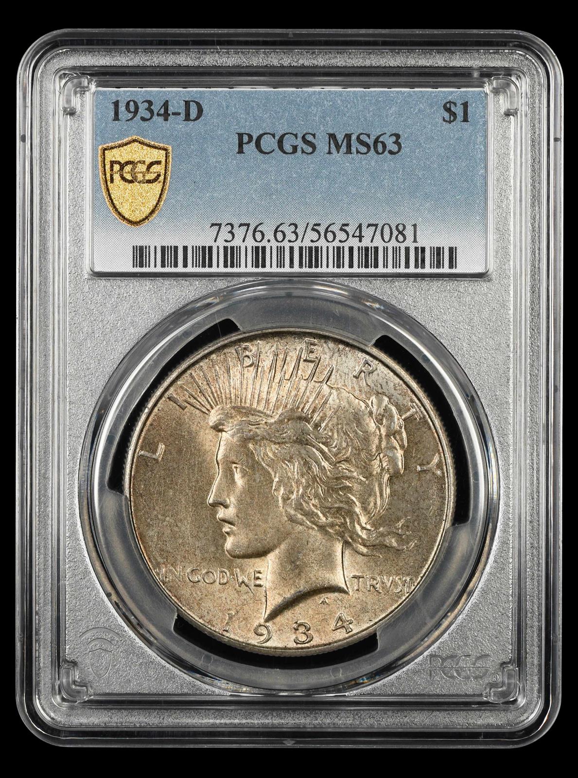 1934 D $1 PCGS MS63