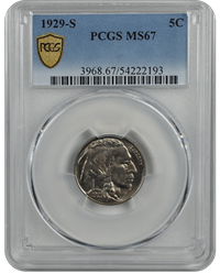 1929-S Buffalo PCGS MS 67