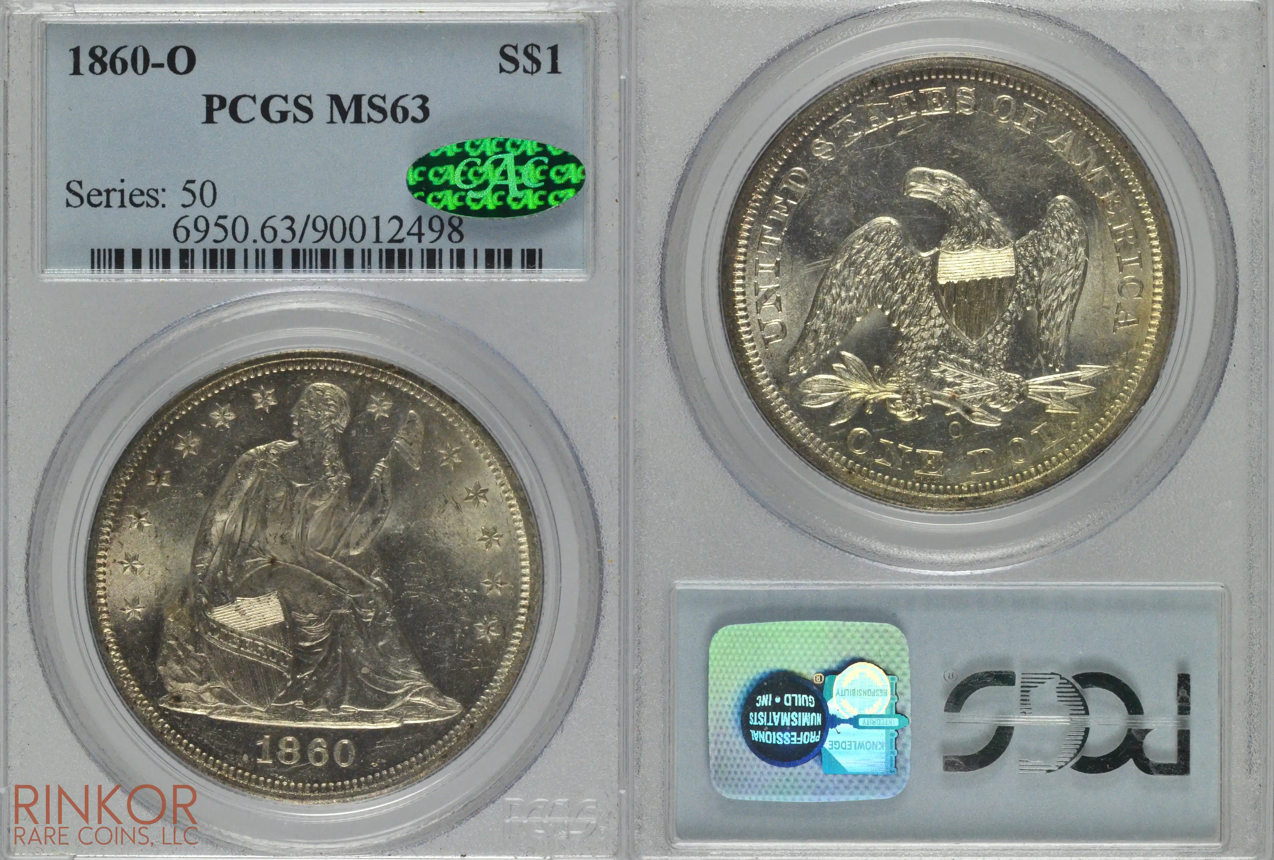 1860-O $1 PCGS MS 63 CAC