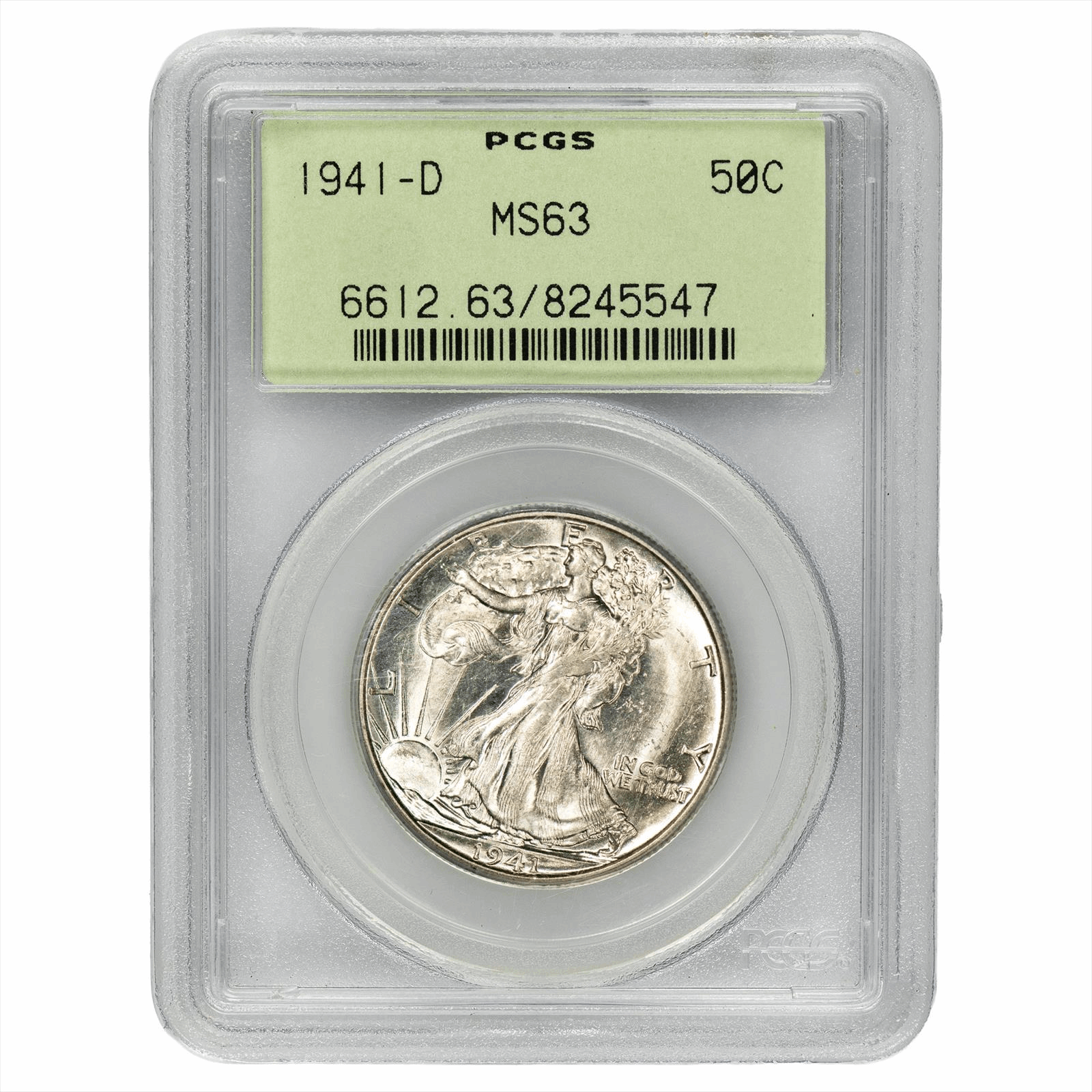 1941-D Walking Liberty Half Dollar 50C PCGS MS 63