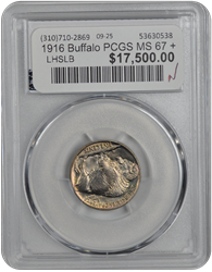 1916 Buffalo PCGS MS 67 +