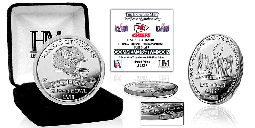Kansas City Chiefs Super Bowl LVIII Champions 1oz .999 Fine Silver Coin 