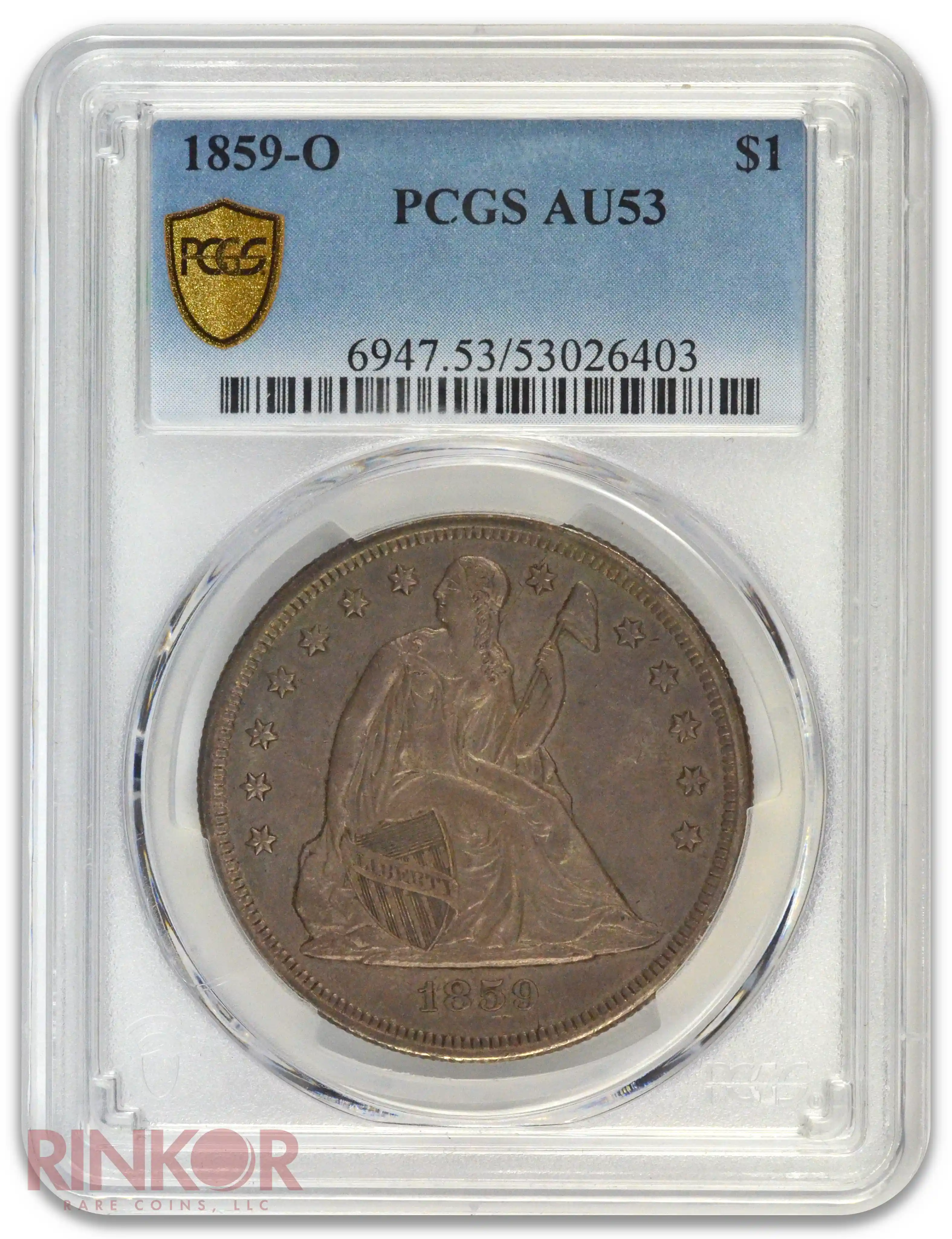1859-O $1 Seated Dollar PCGS AU-53