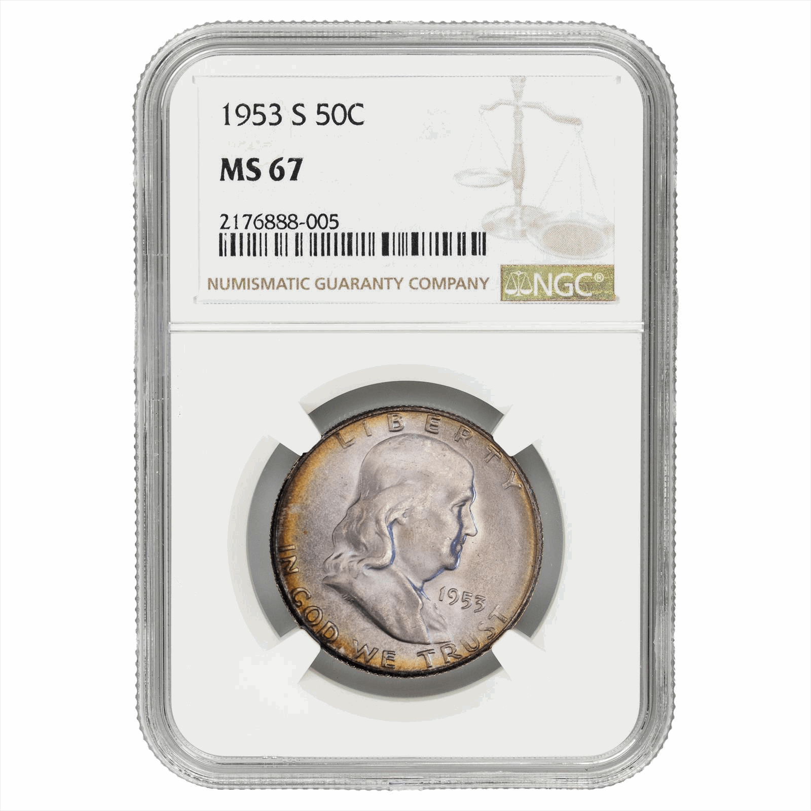 1953-S Franklin Half Dollar 50C NGC MS 67