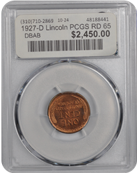 1927-D Lincoln PCGS RD 65