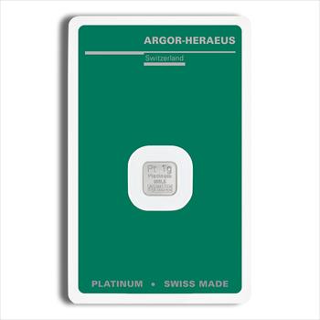 1 gram Platinum Bar - Argor-Heraeus (Carded) 