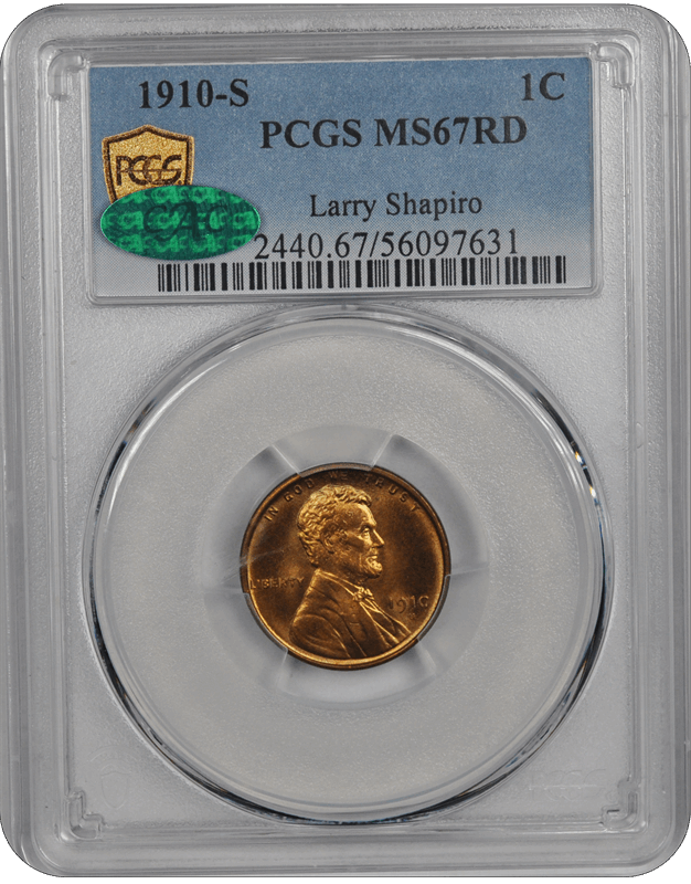 1910-S Lincoln PCGS CAC RD 67
