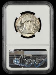 1963 D 50C Mint Error Struck on 25C Planchet with Struck Thru (6.2g) NGC MS62