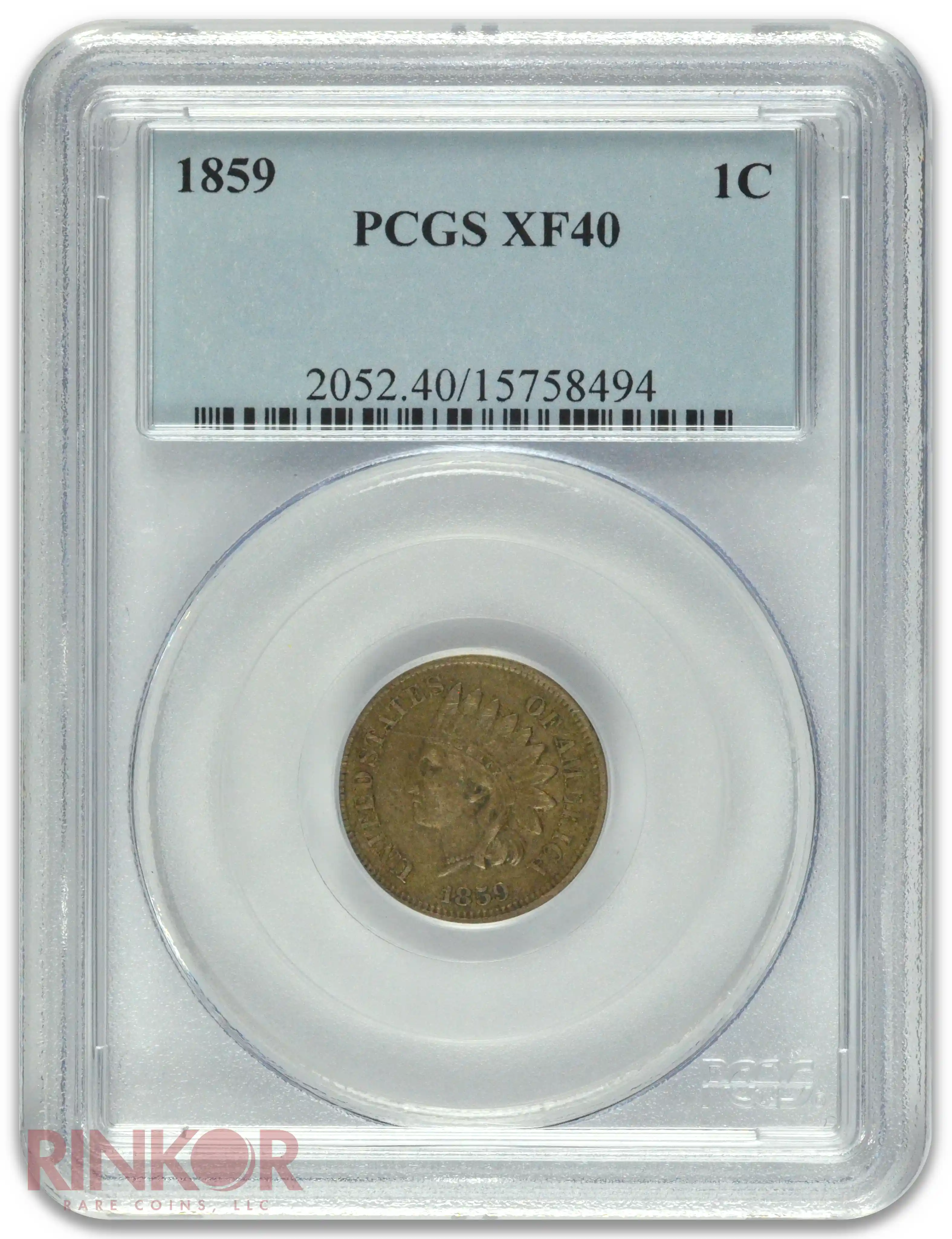 1859 1C Indian Cent PCGS XF-40