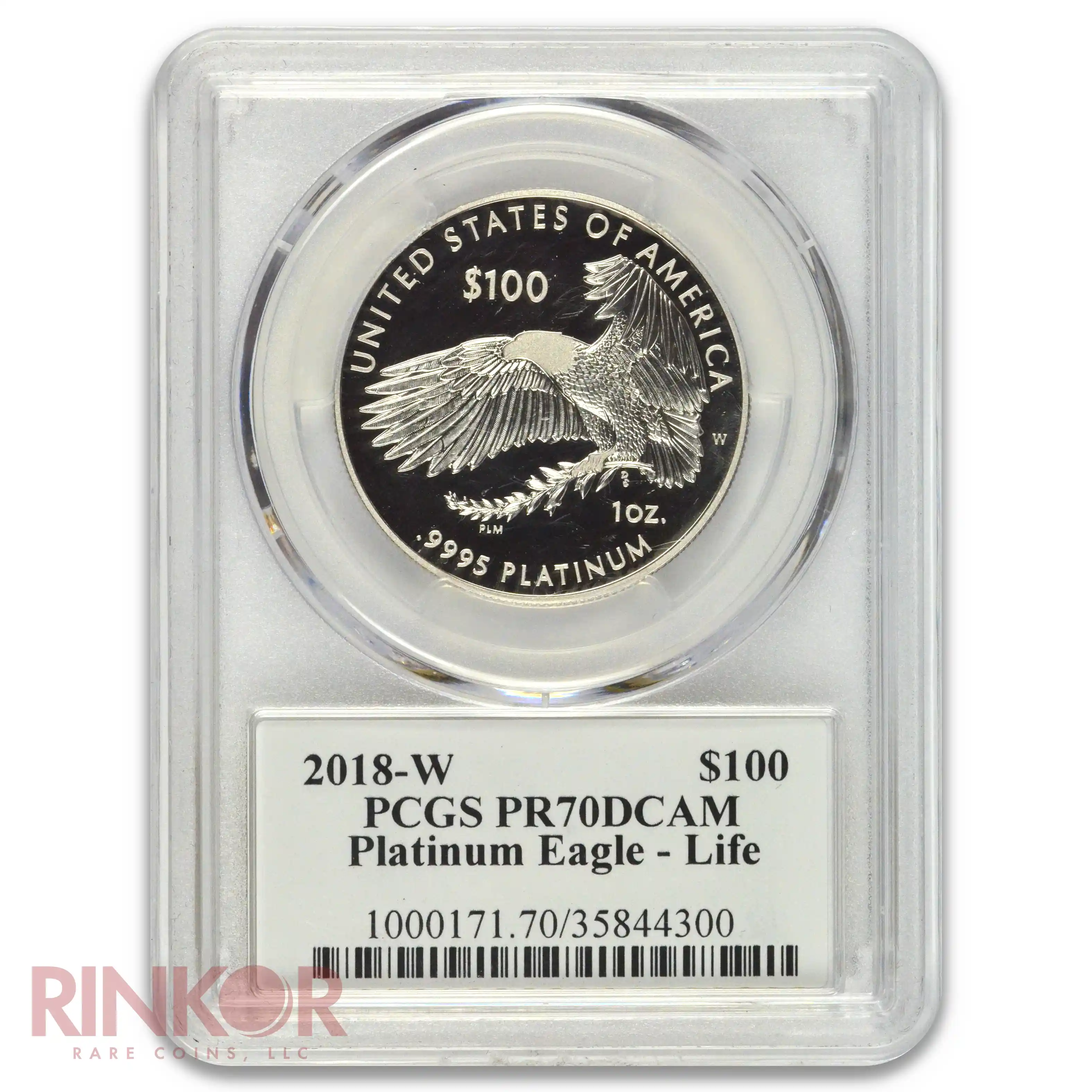 2018-W 1oz Platinum Eagle - Life UltraBreaks Label PCGS PR 70