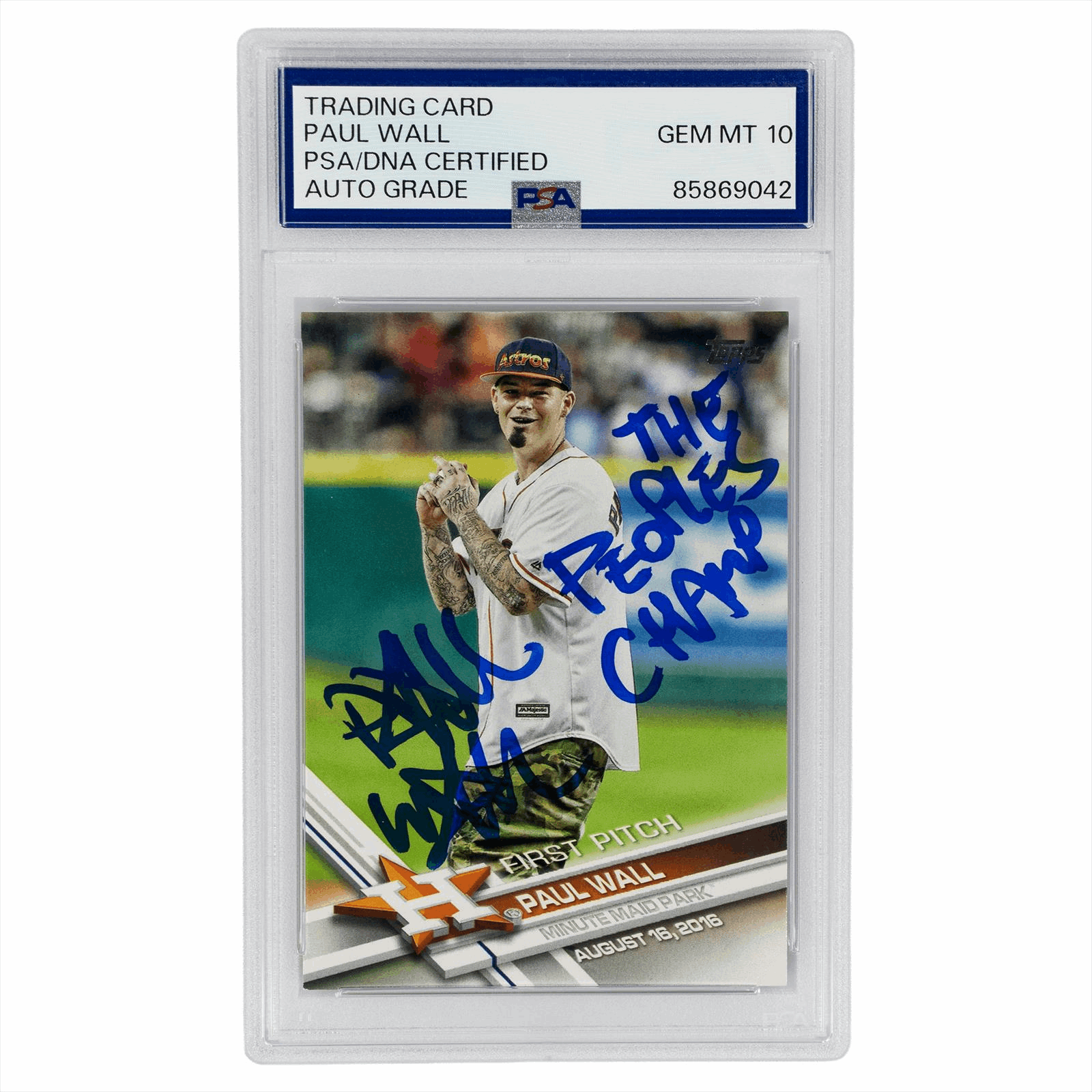 2017 Topps Paul Wall Trading Card The Peoples Champ Inscribed #FP-11 PSA/DNA GEM MT 10 AUTO GRADE