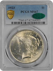 1923 $1 Peace Dollar PCGS  (CAC) #3447-11 MS67